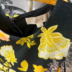 Yellow and black floral calf length sleeveless dress by Ann Taylor LOFT. sz 6